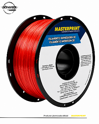 Filamento PETG Vermelho Translucido 1.75mm 1kg para Impressora 3D – Masterprint