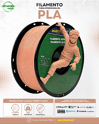 Filamento PLA Skin Cor de Pele 1,75mm 1kg Masterprint para Impressora 3D