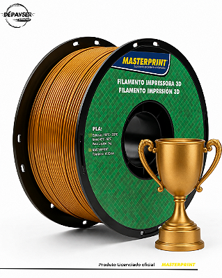 Filamento PLA Dourado 1,75mm 1kg Masterprint para Impressora 3D