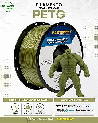 Filamento PETG Verde Oliva 1.75mm 1kg para Impressora 3D – Masterprint