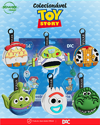 Chaveiro Surpresa Toy Story Colecionável 65x65mm em Silicone com Zíper – 1 Unidade Sortida DAC