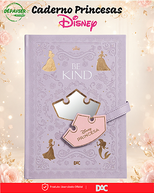 Diário Princesas Disney com Espelho 80 Folhas Decoradas 80g 3 Cartelas de Adesivos Bolso e Fechamento Magnético DAC