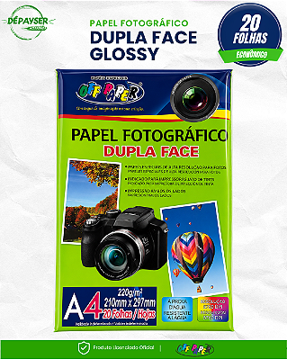 Papel Fotográfico Glossy A4 Dupla Face 220g 20 Folhas 5760 DPI Off Paper