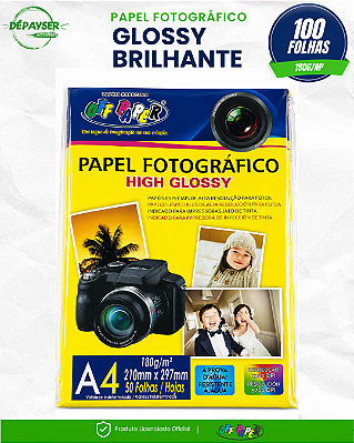 Papel Fotográfico Glossy Brilhante A4 180g Sem Adesivo – 100 Folhas Off Paper Premium para Jato de Tinta