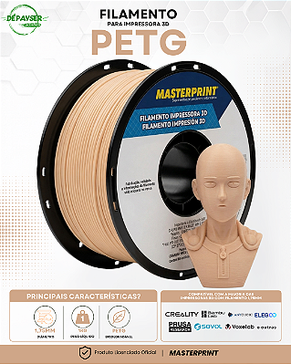 Filamento PETG Skin Cor de Pele 1.75mm 1kg para Impressora 3D – Masterprint