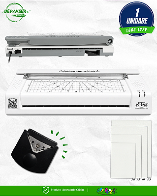Plastificadora 3 em 1 Off Paper OFF LG-03 com Guilhotina e Arredondador de Cantos
