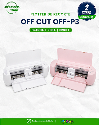Máquina de Corte e Recorte A3 para Papel Adesivo EVA Off Cut Bluetooth Bivolt Branca ou Rosa
