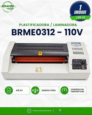 Plastificadora e Laminadora Profissional A3 Mecolour 4 Rolos com Controle de Temperatura 110V