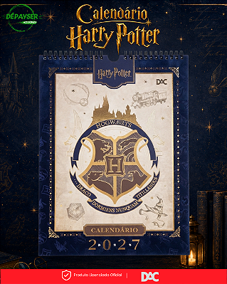 Calendário de Parede Grande 2027 Harry Potter DAC 25x33,5cm com Adesivos e Espaço para Anotações