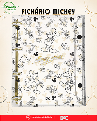 Fichário Argolado Universitário Mickey Mouse DAC com 192 Folhas Decoradas e 10 Divisórias