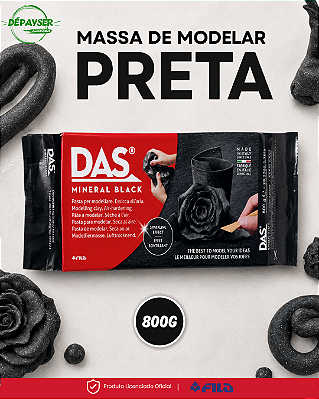 Massa Cerâmica Fria DAS Mineral Black Preta 800g para Modelagem e Escultura