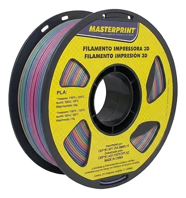 Filamento PLA Rainbow 1,75mm 1kg Masterprint para Impressora 3D