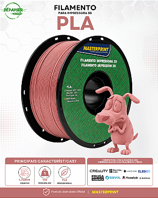 Filamento PLA Rosa 1,75mm 1kg Masterprint para Impressora 3D