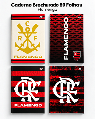 Caderno Brochurado Flamengo 80 Folhas Capa Dura 200x275mm KIT