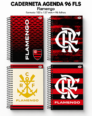 Caderneta Agenda Espiral Flamengo Capa Dura 96 Folhas 100x137mm KIT