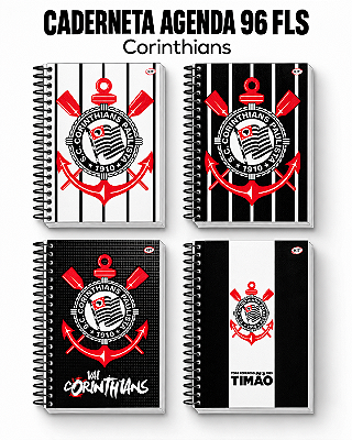 Agenda Corinthians Caderneta 96 Folhas Capa Dura Espiral KIT