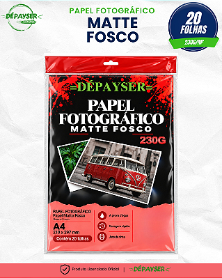 Papel Fotográfico Matte Fosco A4 230g 20 Folhas Dépayser