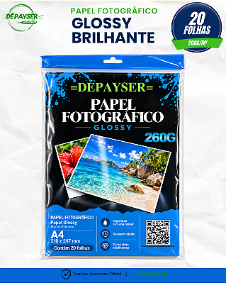 Papel Fotográfico Glossy A4 260g 20 Folhas Dépayser