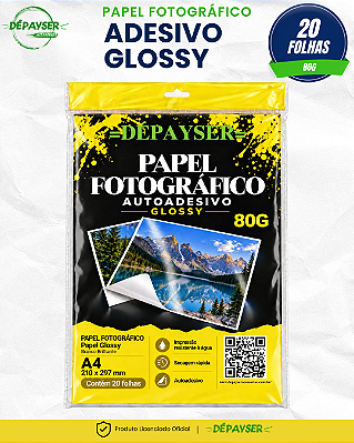 Papel Fotográfico Adesivo Glossy A4 80g 20 Folhas Dépayser