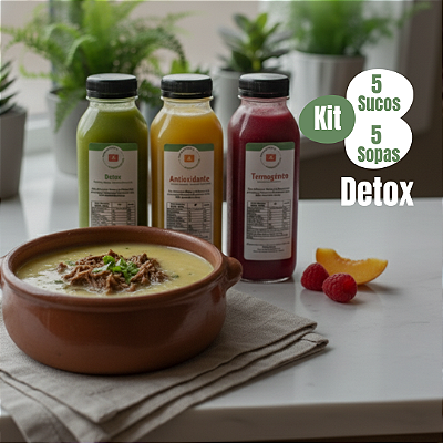 Kit Detox - 5 sopas 360g e 5 sucos detox de 300ml