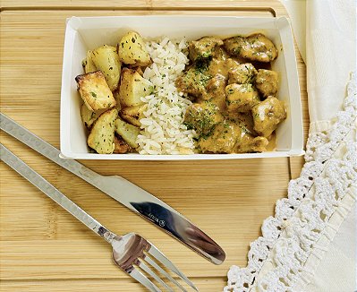 Strogonoff de Patinho, Arroz Branco e Batata Sauté - 200gr ou 400gr