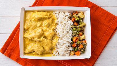 Tiras de Frango ao Molho Mostarda com Arroz Branco e Salada Jardineira - 200g ou 350g