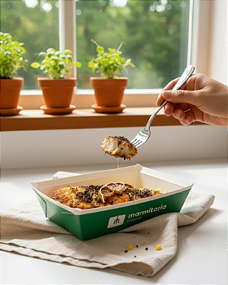 Tilápia com Crosta de Amêndoa e Purê de Banana da Terra - 200g ou 350g