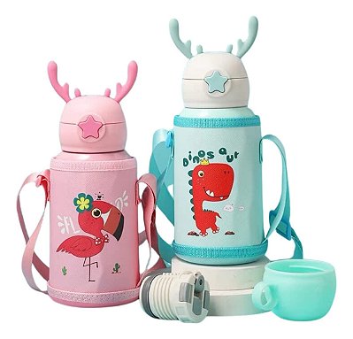 Garrafa Térmica Infantil Com Bolsa 2 Em 1 Quente Ou Gelado
