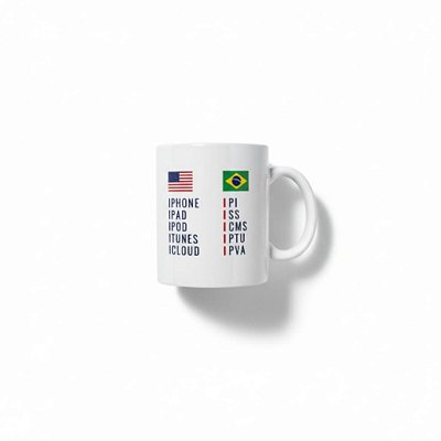Caneca Brasil x EUA o i que cada um tem