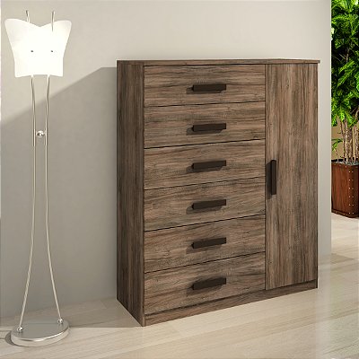 Cômoda Sapateira Multiuso Reforçada 1 Porta 6 Gavetas