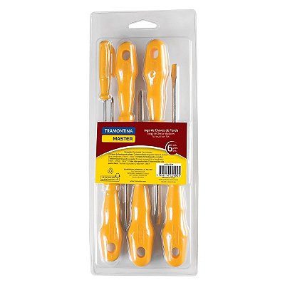Jogo de Chaves de Fenda e Philips Yellow 6 Peças Tramontina
