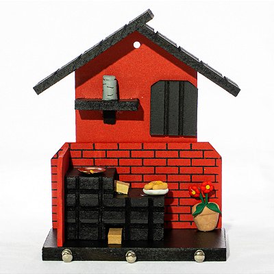 Porta Chaves de Madeira Casinha Mineira Decoração P