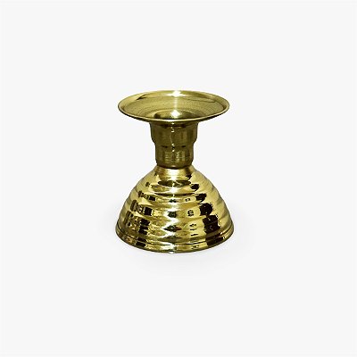 Castiçal Porta Vela Dourado Latão Decoração Mesa Compacto
