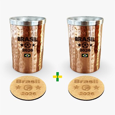 Kit 2 Porta Lata Térmico Cobre Brasil Copa 2026 Copo 2x1