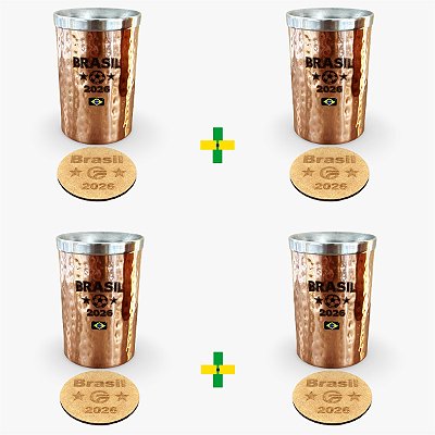 Kit 4 Porta Lata Térmico Cobre Brasil Copa 2026 Copo 2x1
