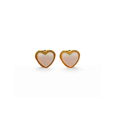 BRINCO MINI CORAÇÃO MADRE PÉROLA BRANCA