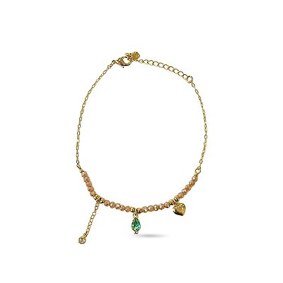 PULSEIRA COM CRISTAIS NUDE E PINGENTE ZIRCÔNIA