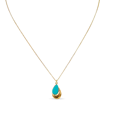 COLAR PINGENTE GOTA COM APLICAÇÃO TURQUESA
