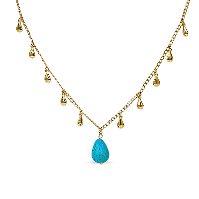 COLAR GOTAS COM PINGENTE TURQUESA