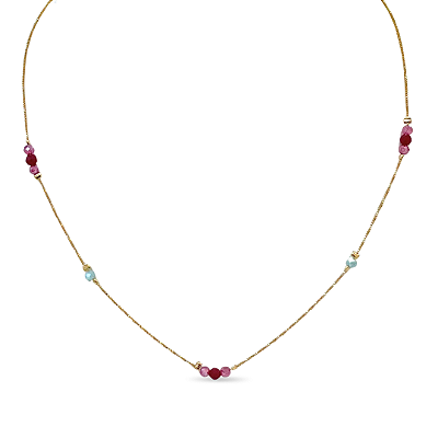 COLAR CHOKER CRISTAIS ALTERNADOS AZUIS E VERMELHOS