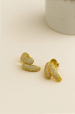 BRINCO FORMA DUPLA CRAVEJADO COM ZIRCÔNIAS