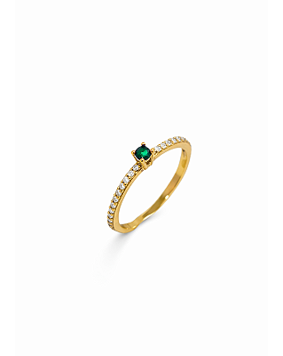 ANEL SOLITÁRIO VERDE CRAVEJADO DE ZIRCÔNIAS