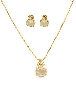 CONJUNTO OVAL DUPLO ZIRCÔNIAS