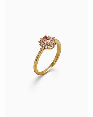 ANEL CHUVEIRO OVAL DE ZIRCÔNIAS ROSA E BRANCAS