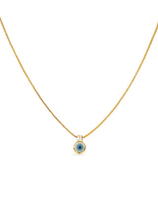 COLAR OLHO GREGO E PONTO DE LUZ ZIRCÔNIA BANHADO A OURO 18K