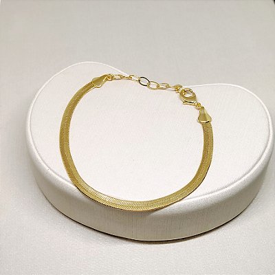 PULSEIRA MALHA FITA 4MM BANHADA OURO 18K - LINHA ESSENCIAL