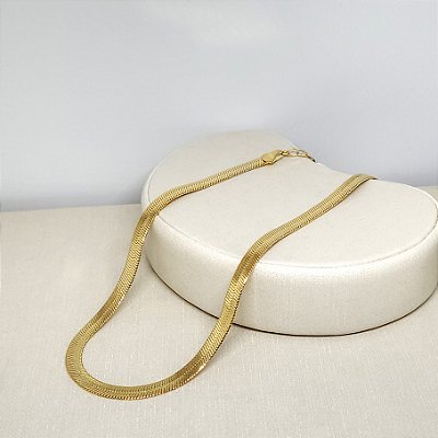 COLAR MALHA FITA 5MM BANHADO OURO 18K - LINHA ESSENCIAL