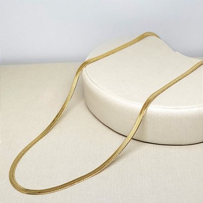 COLAR MALHA FITA 3MM BANHADO OURO 18K - LINHA ESSENCIAL