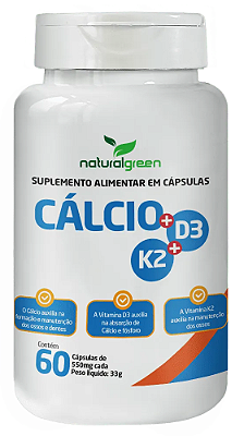 CÁLCIO + D3 + K2 550MG 60 CAPS