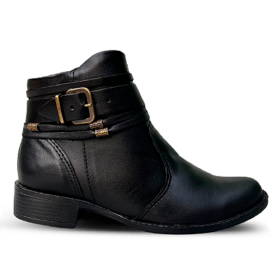 Bota Feminina Cano Curto Salto Baixo Preta